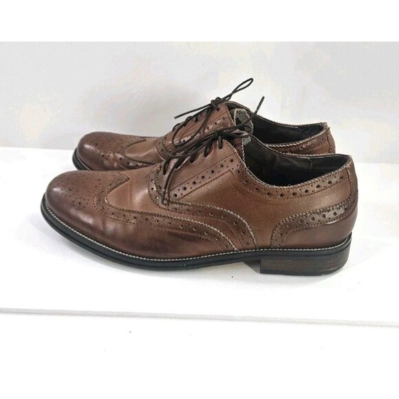 Steve Madden Ethin-2 leather lace-up brown dress shoe Wingtip Rubber Sole Sz 12 - Picture 8 of 13